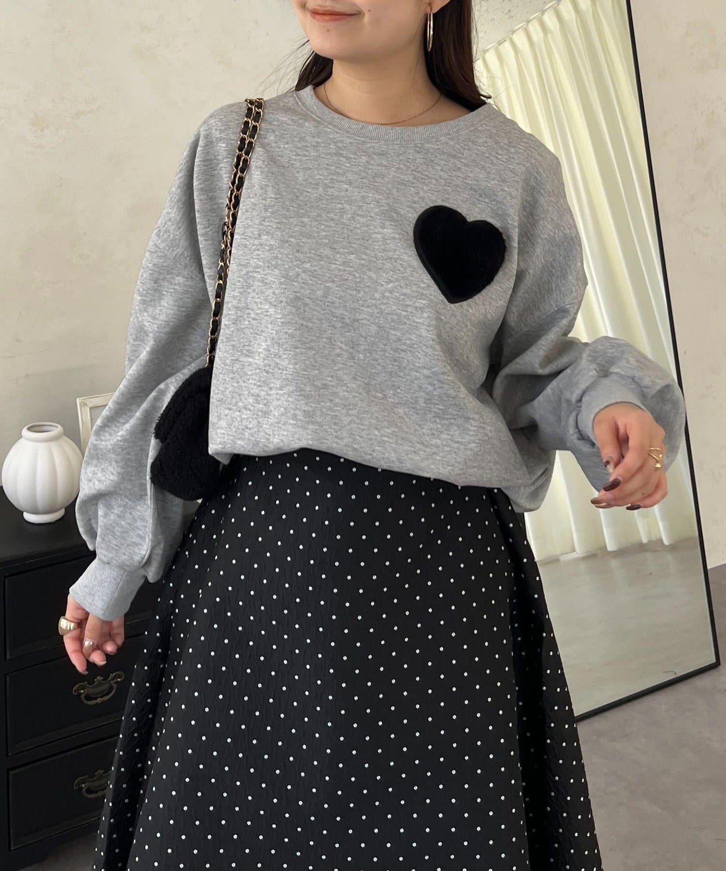 毛絨愛心圖案衛衣