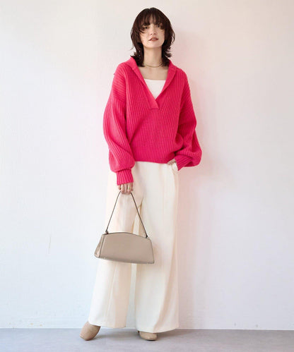 【營造輕盈穿搭感】混色開領針織衫