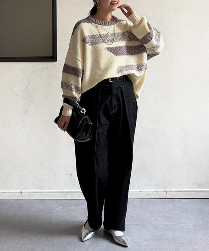 可見手柄條紋針織衫