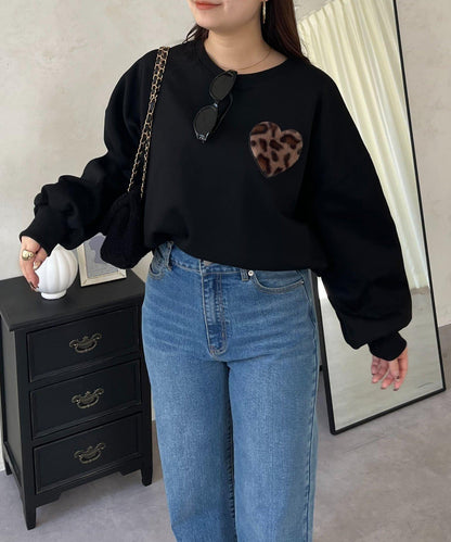 毛絨愛心圖案衛衣