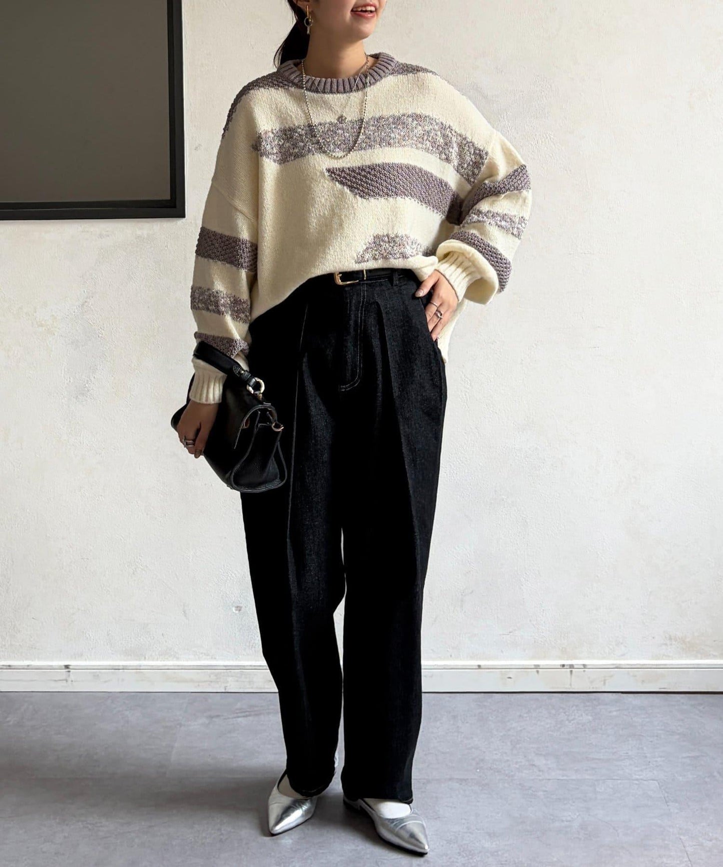 可見手柄條紋針織衫