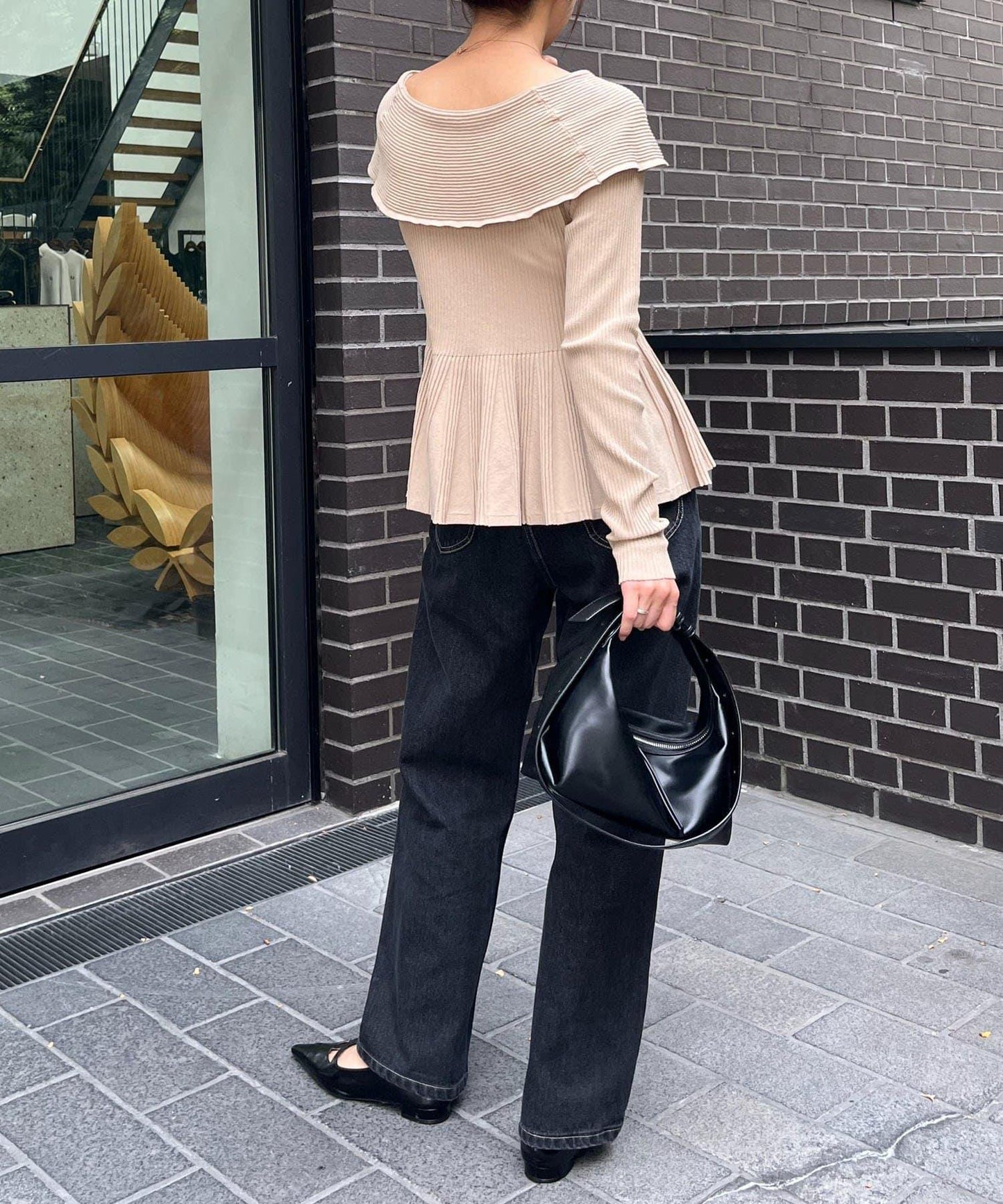 【CAPRICIEUX LE'MAGE】喇叭袖一字領針織衫