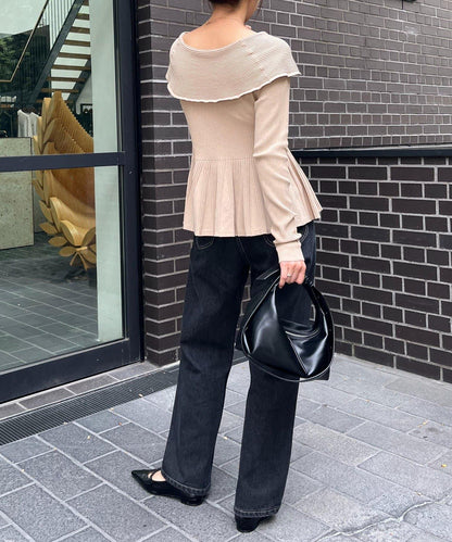 【CAPRICIEUX LE'MAGE】喇叭袖一字領針織衫