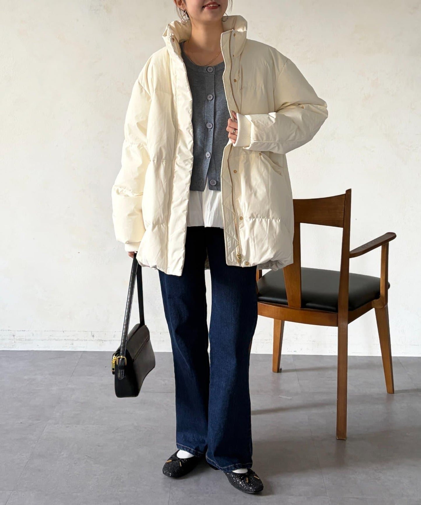 高領中款羽絨服