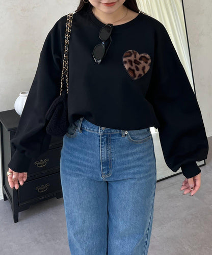 毛絨愛心圖案衛衣