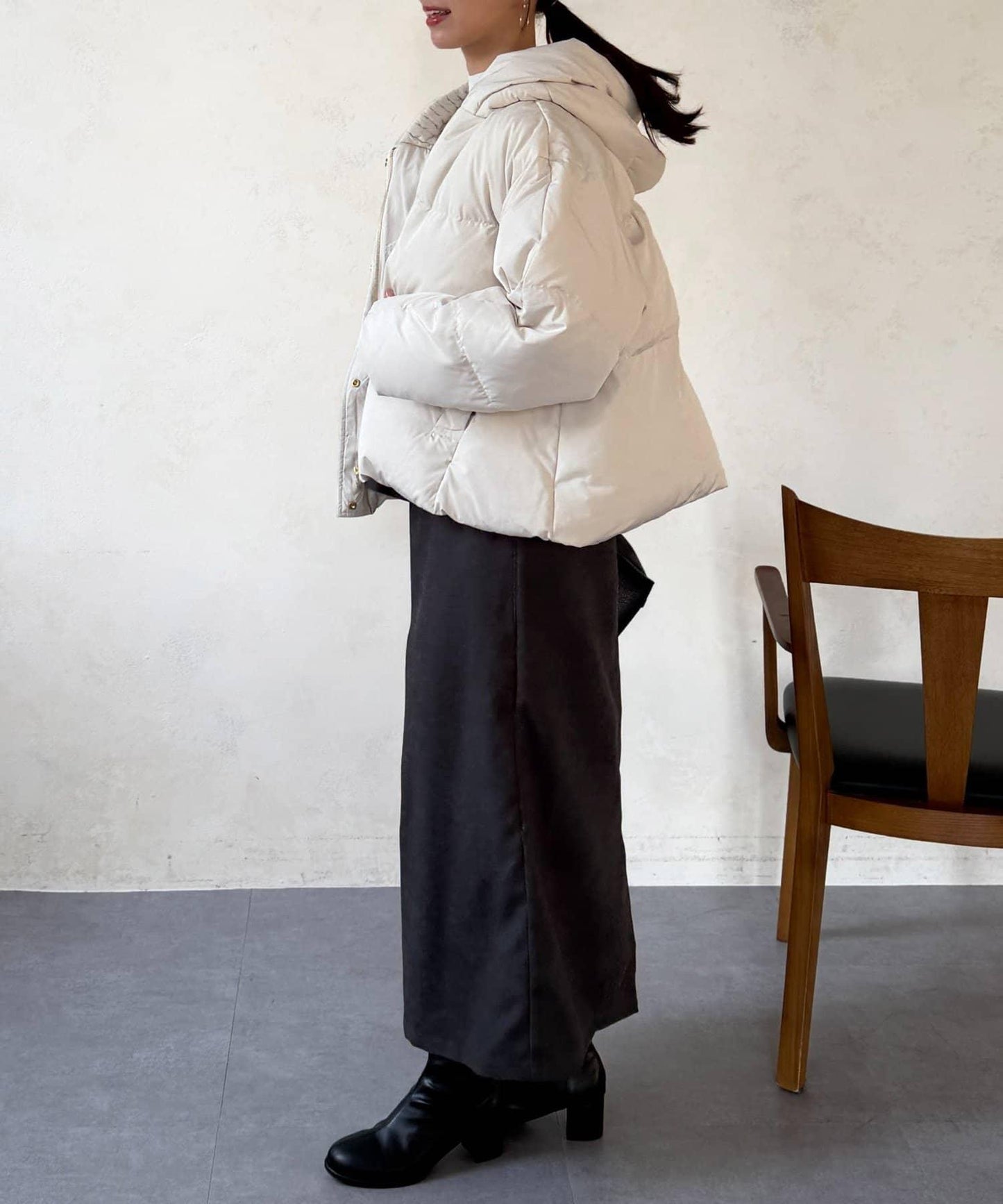 褶皺高領短款羽絨服