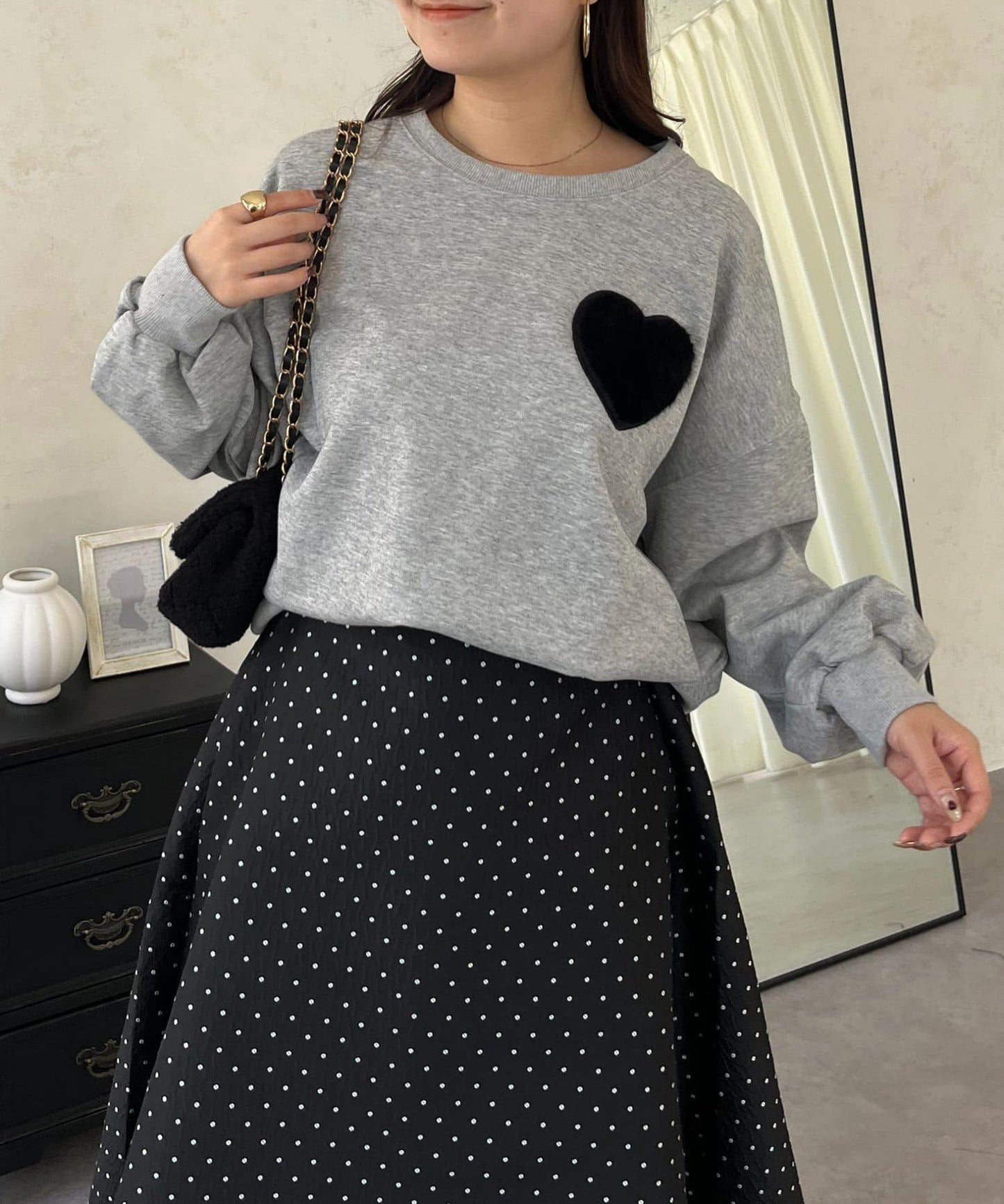 毛絨愛心圖案衛衣