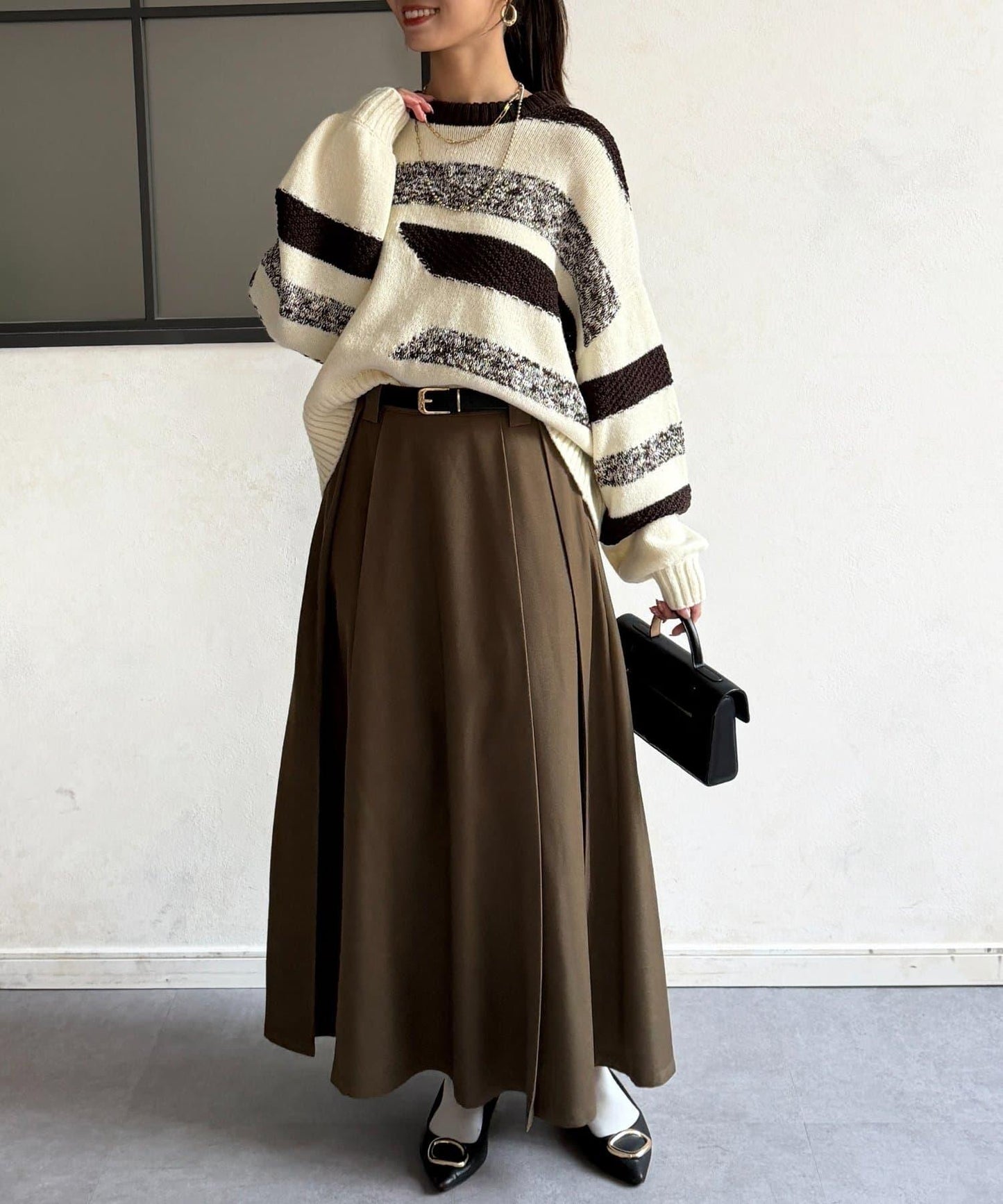 可見手柄條紋針織衫