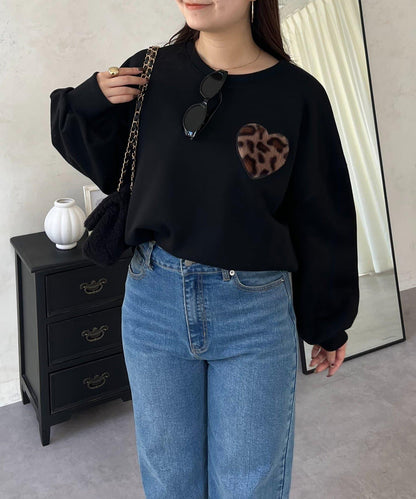 毛絨愛心圖案衛衣