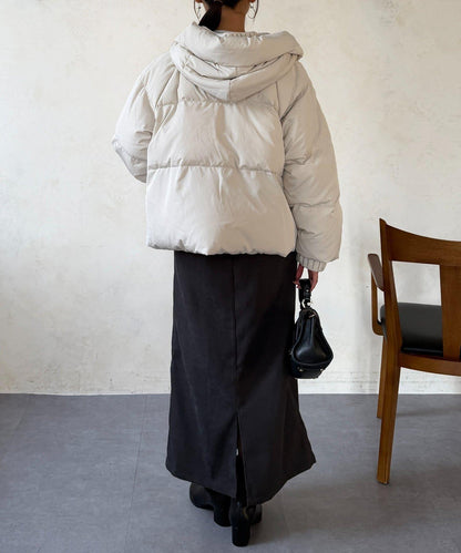 褶皺高領短款羽絨服