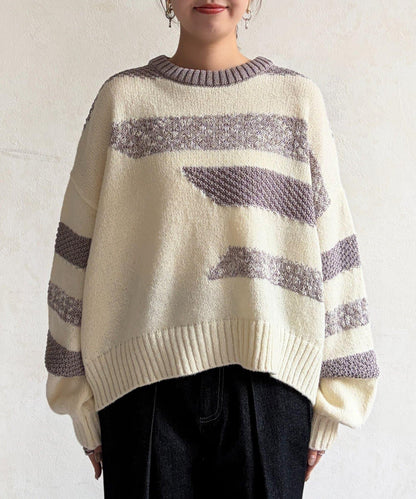 可見手柄條紋針織衫