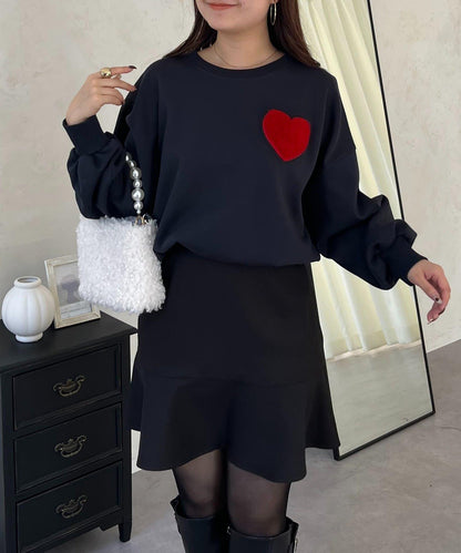 毛絨愛心圖案衛衣