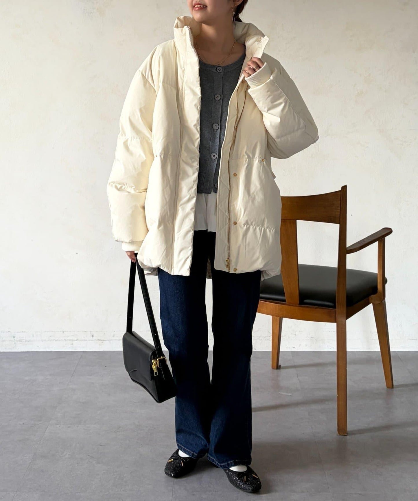 高領中款羽絨服