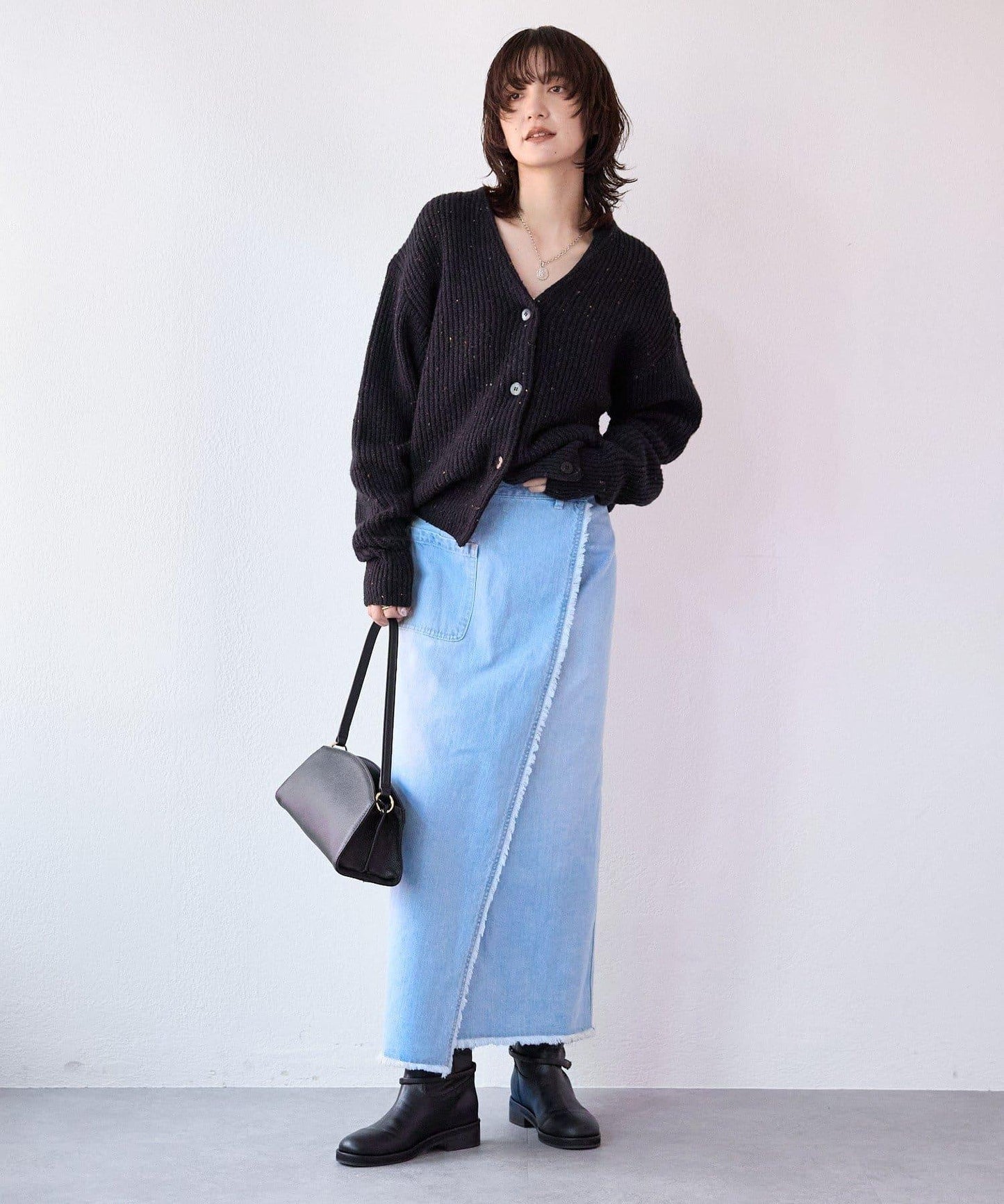 【MONN.:.(モン)】包裹式牛仔半身裙