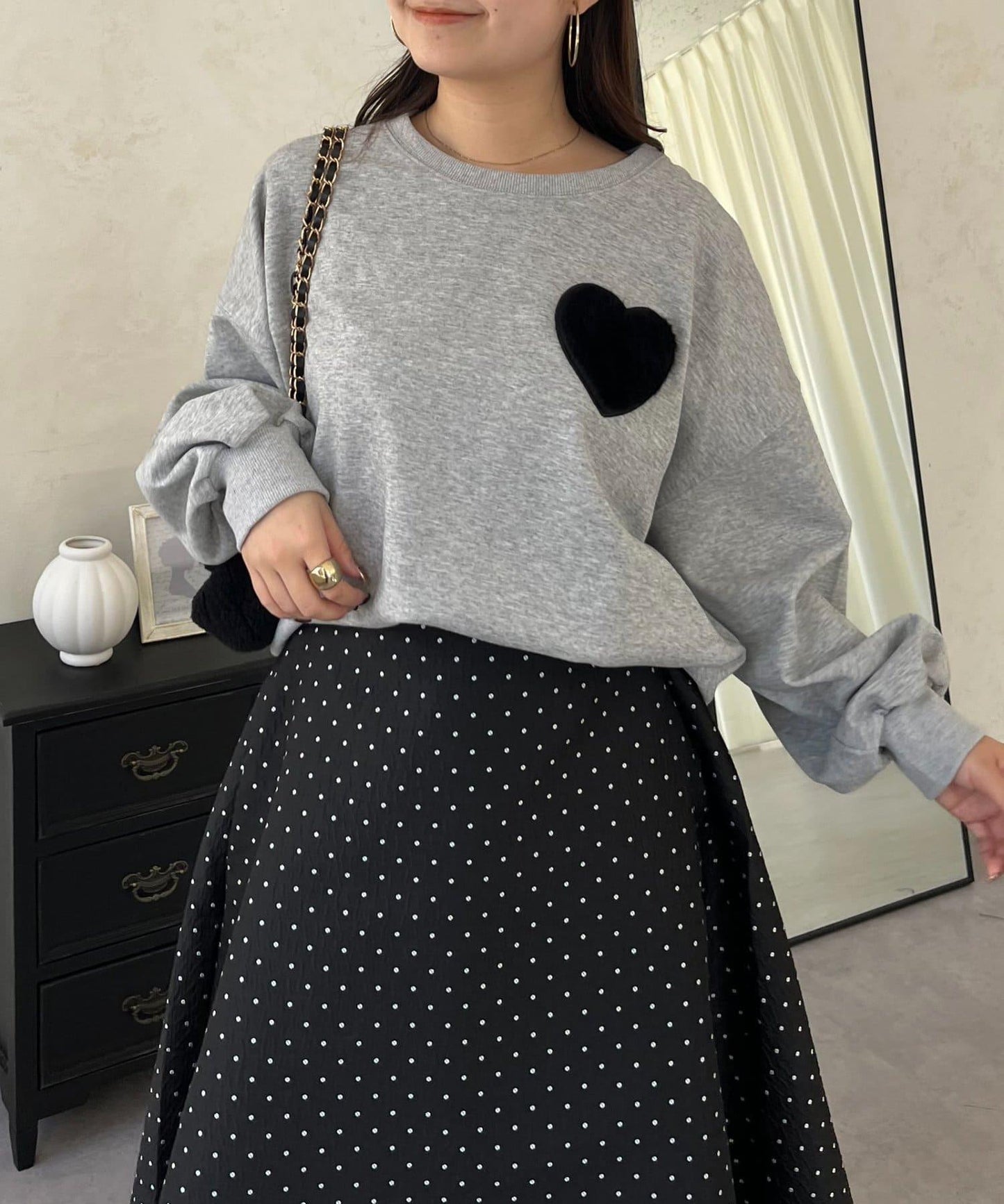 毛絨愛心圖案衛衣