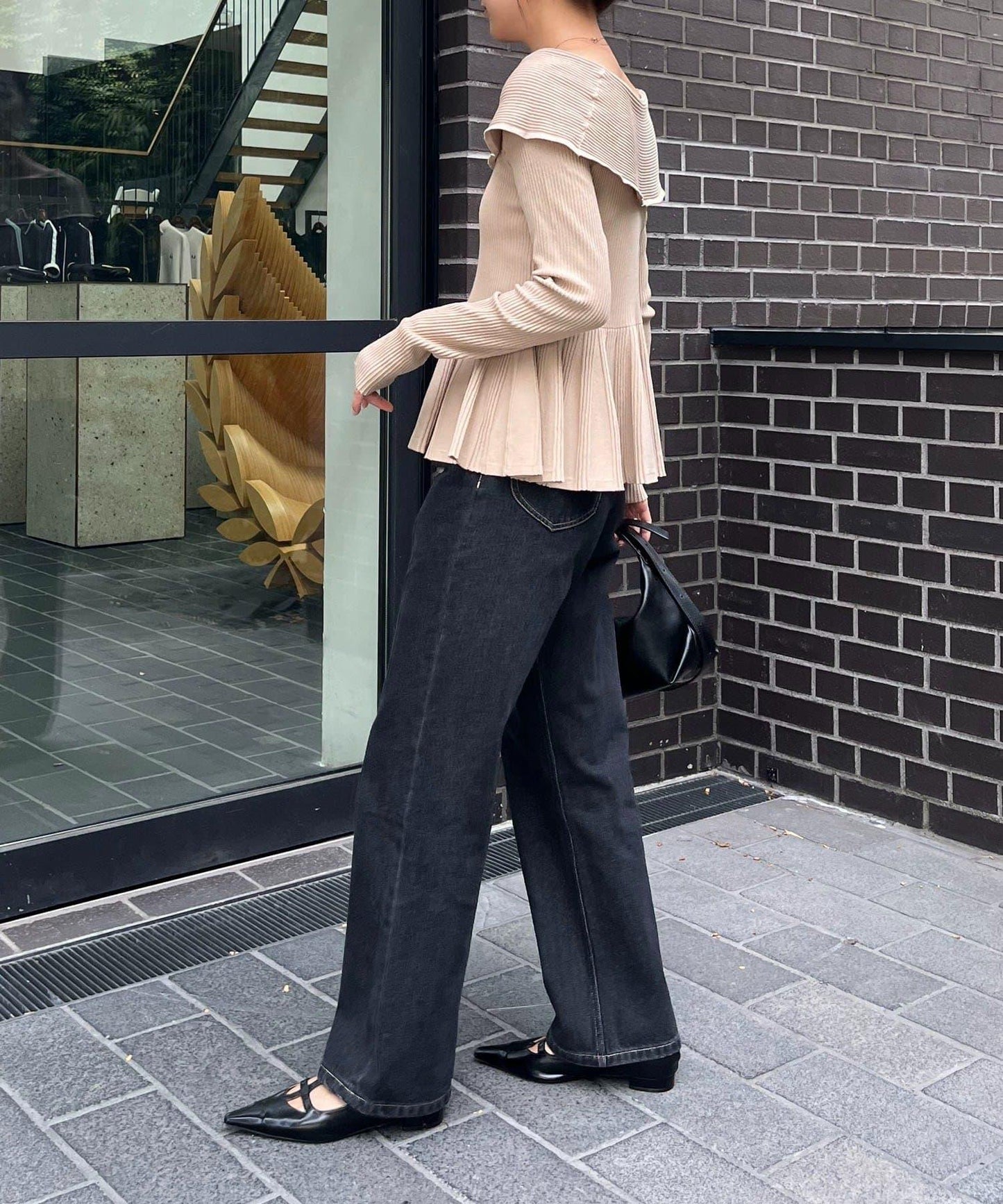 【CAPRICIEUX LE'MAGE】喇叭袖一字領針織衫