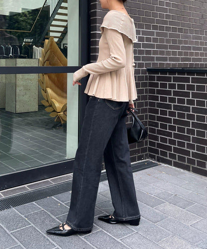 【CAPRICIEUX LE'MAGE】喇叭袖一字領針織衫