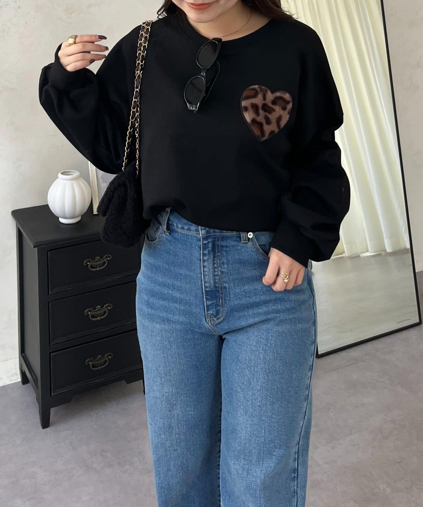 毛絨愛心圖案衛衣