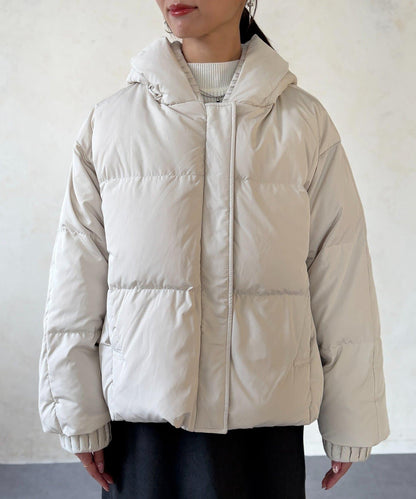 褶皺高領短款羽絨服