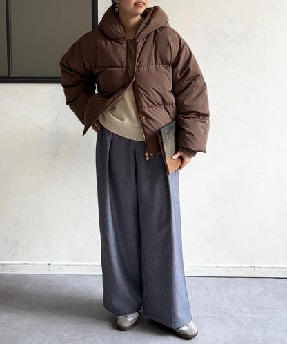 褶皺高領短款羽絨服