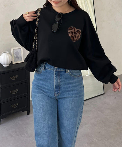 毛絨愛心圖案衛衣