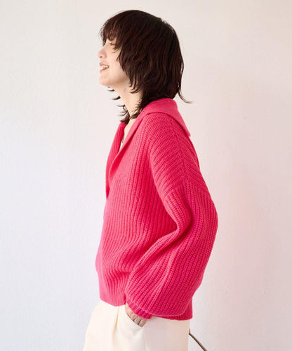 【營造輕盈穿搭感】混色開領針織衫