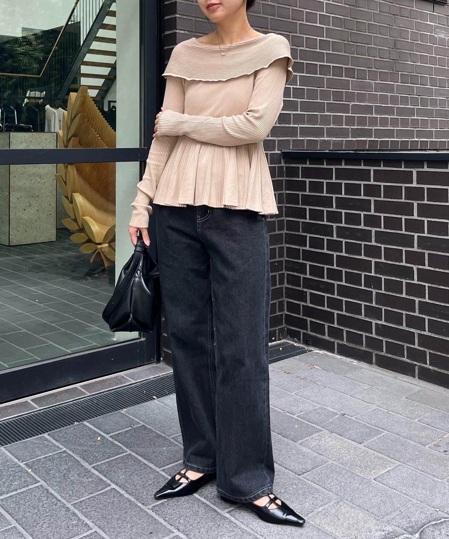 【CAPRICIEUX LE'MAGE】喇叭袖一字領針織衫