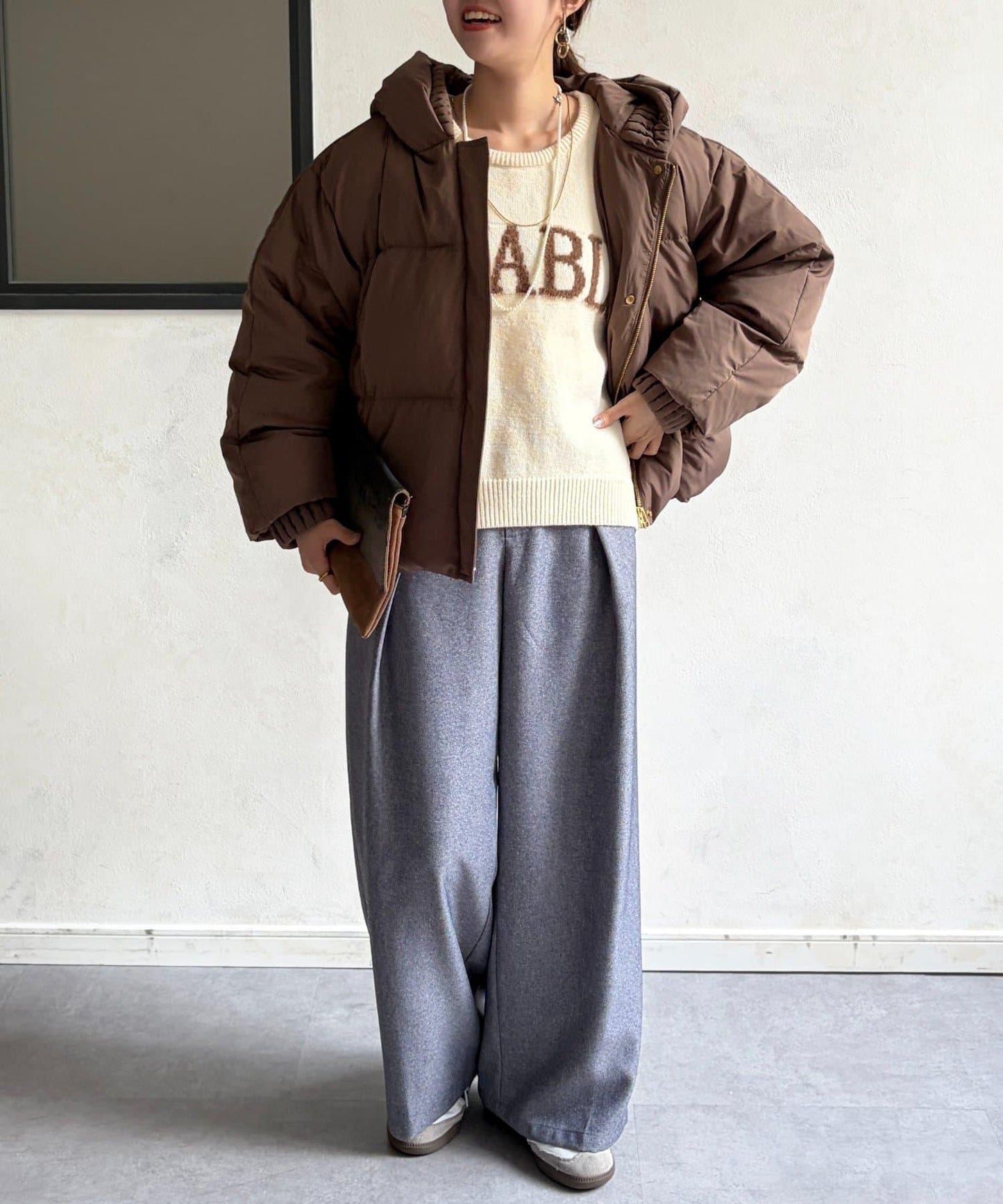 褶皺高領短款羽絨服