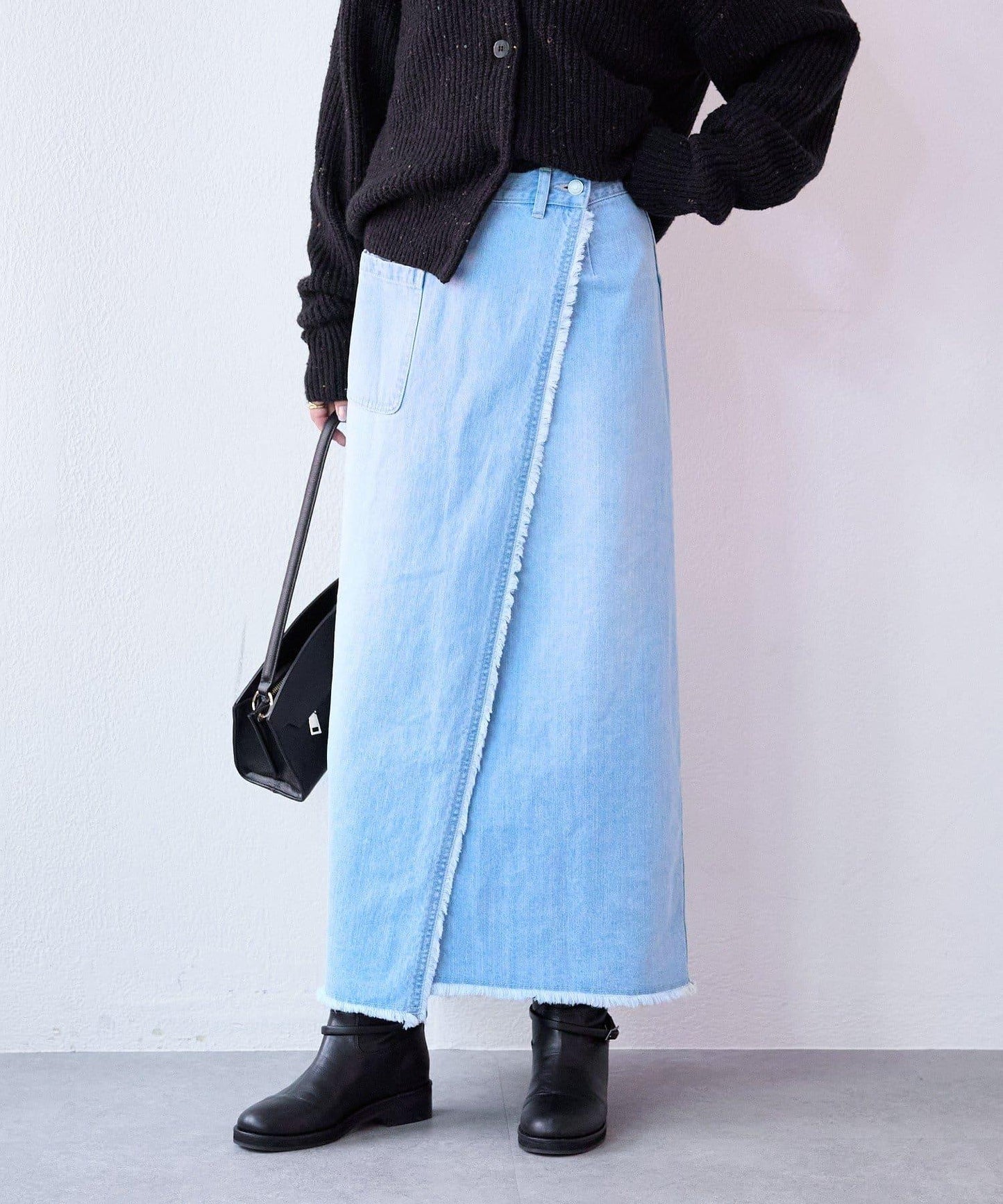 【MONN.:.(モン)】包裹式牛仔半身裙