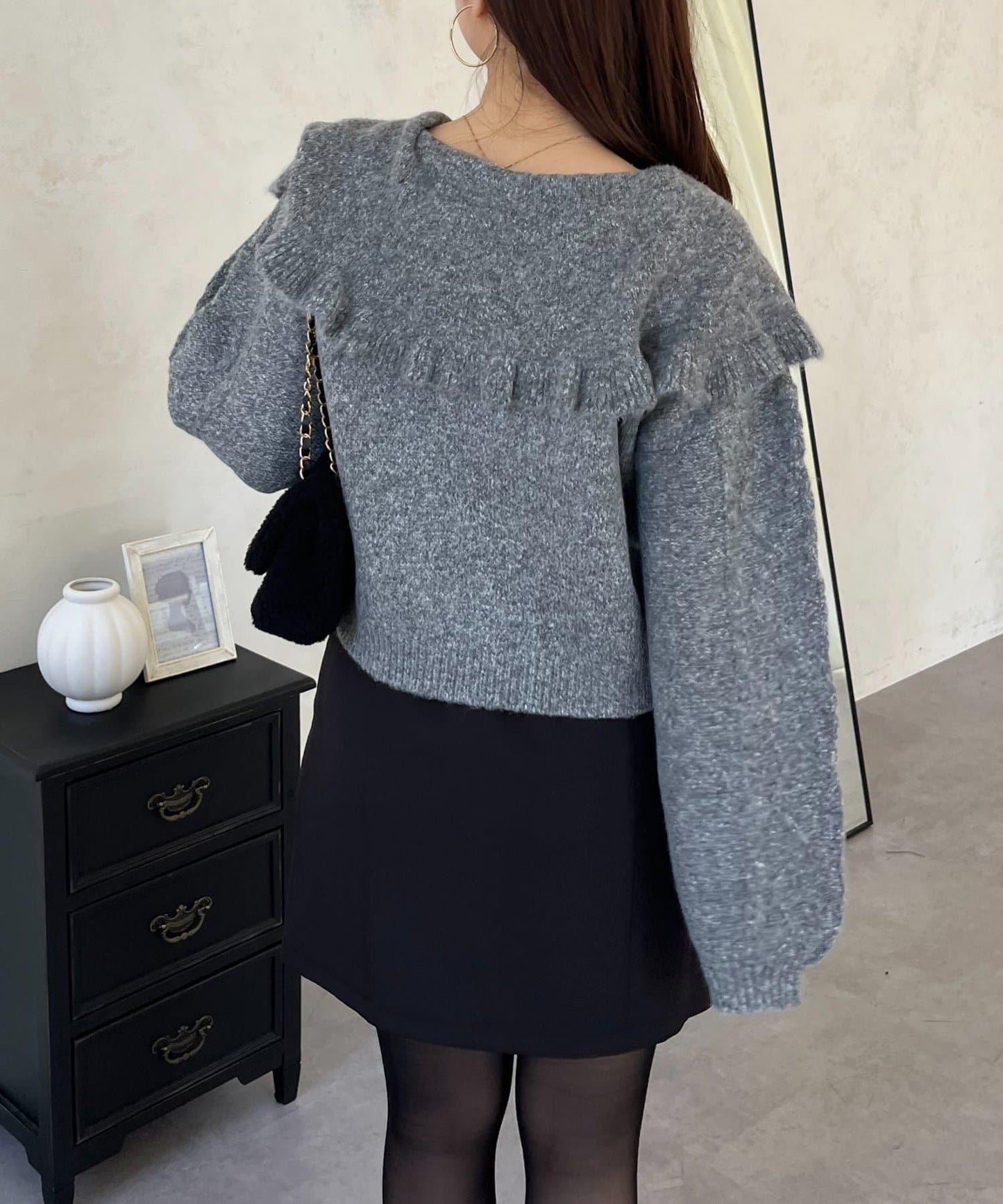 大翻領愛心圖案麻花針織開衫