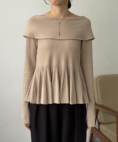 【CAPRICIEUX LE'MAGE】喇叭袖一字領針織衫