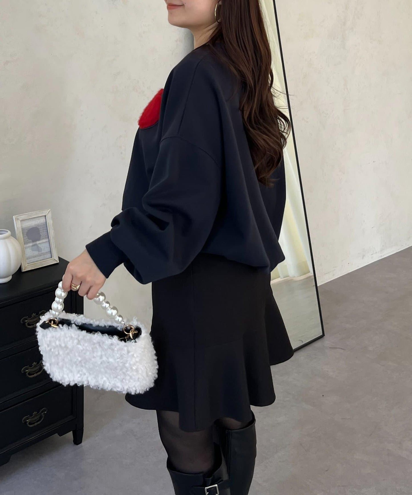 毛絨愛心圖案衛衣