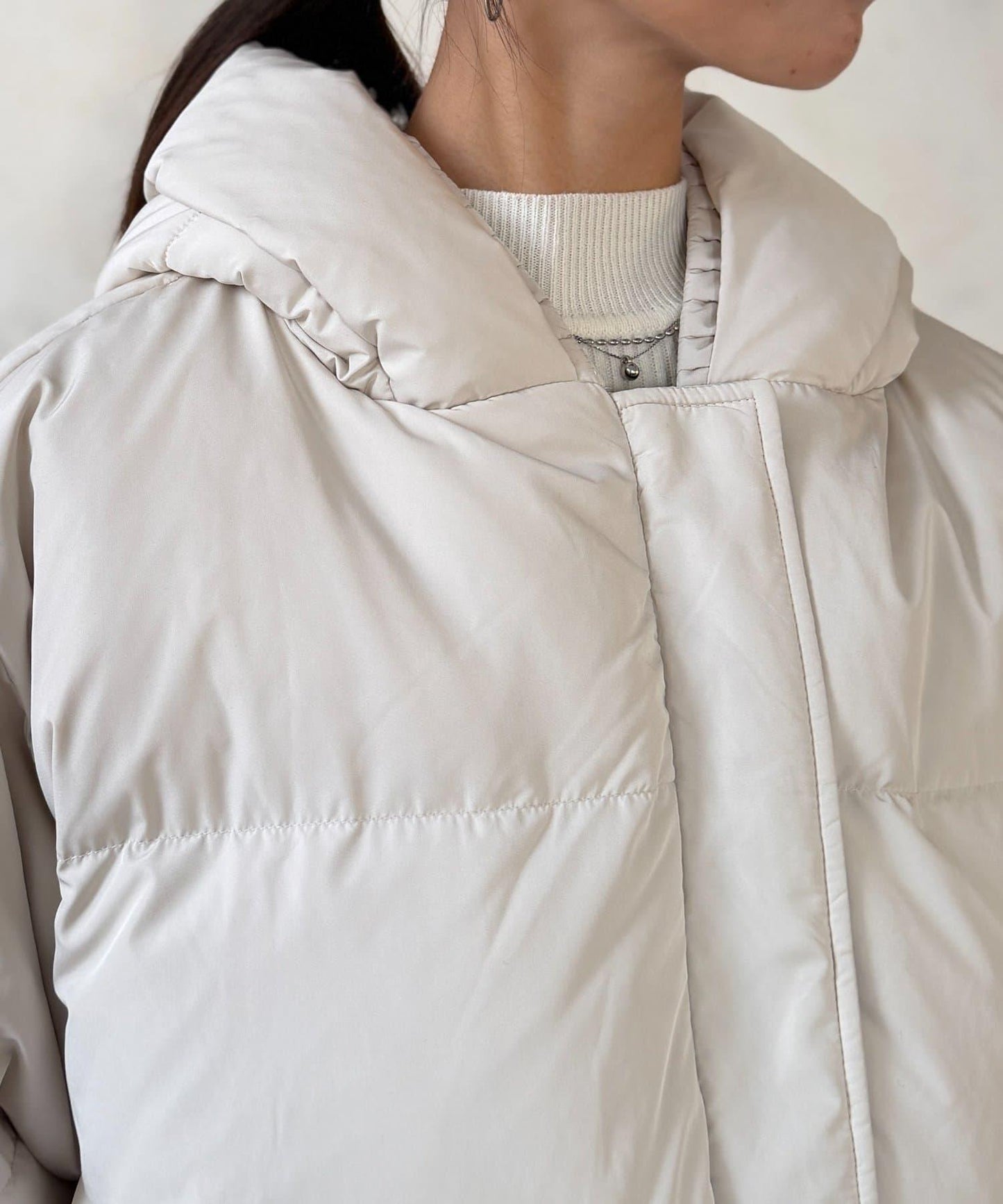 褶皺高領短款羽絨服