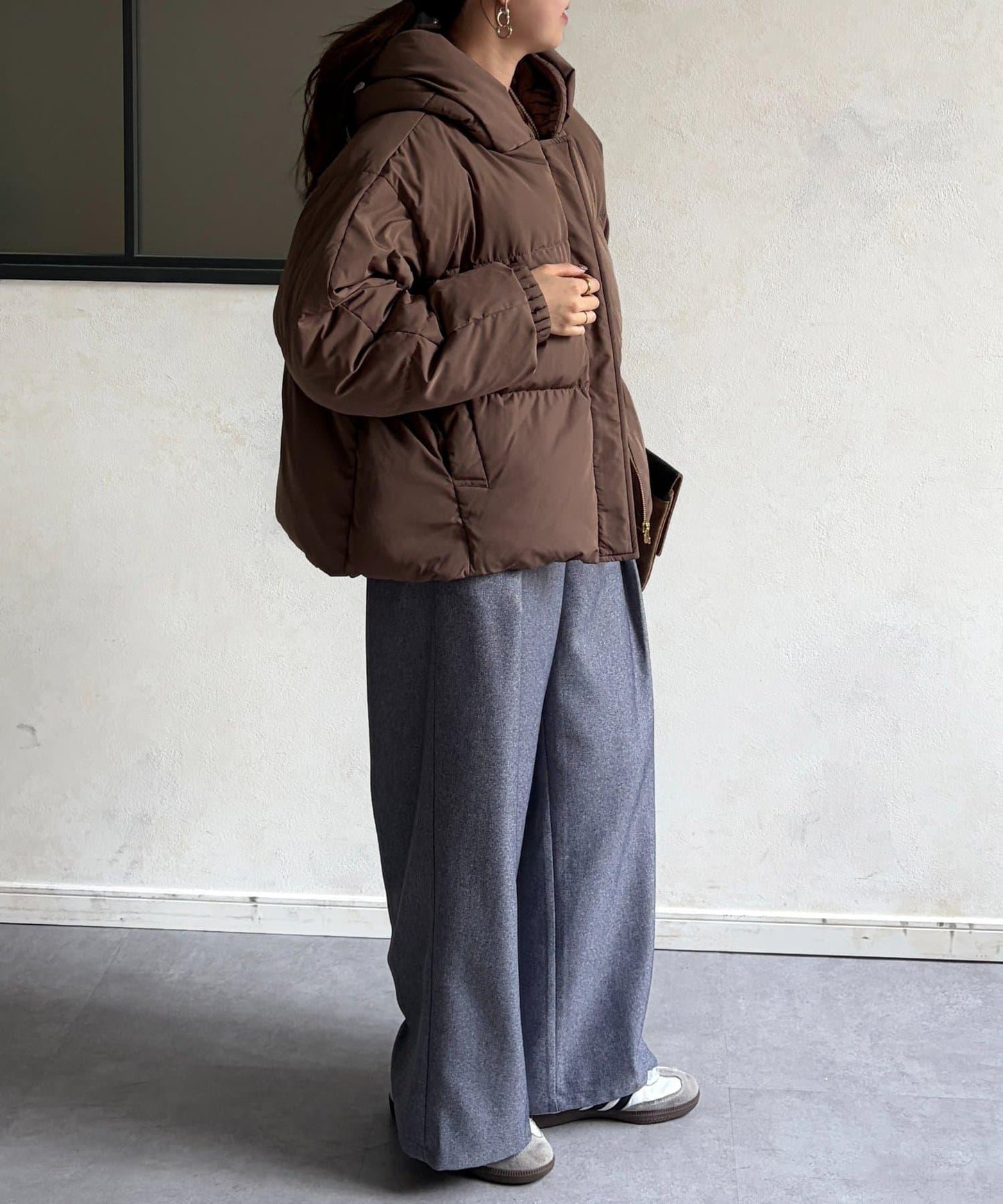 褶皺高領短款羽絨服