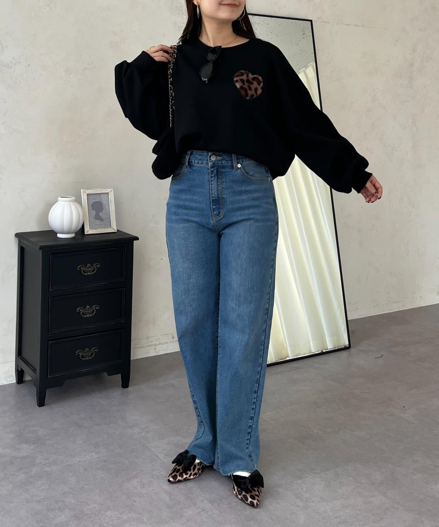 毛絨愛心圖案衛衣