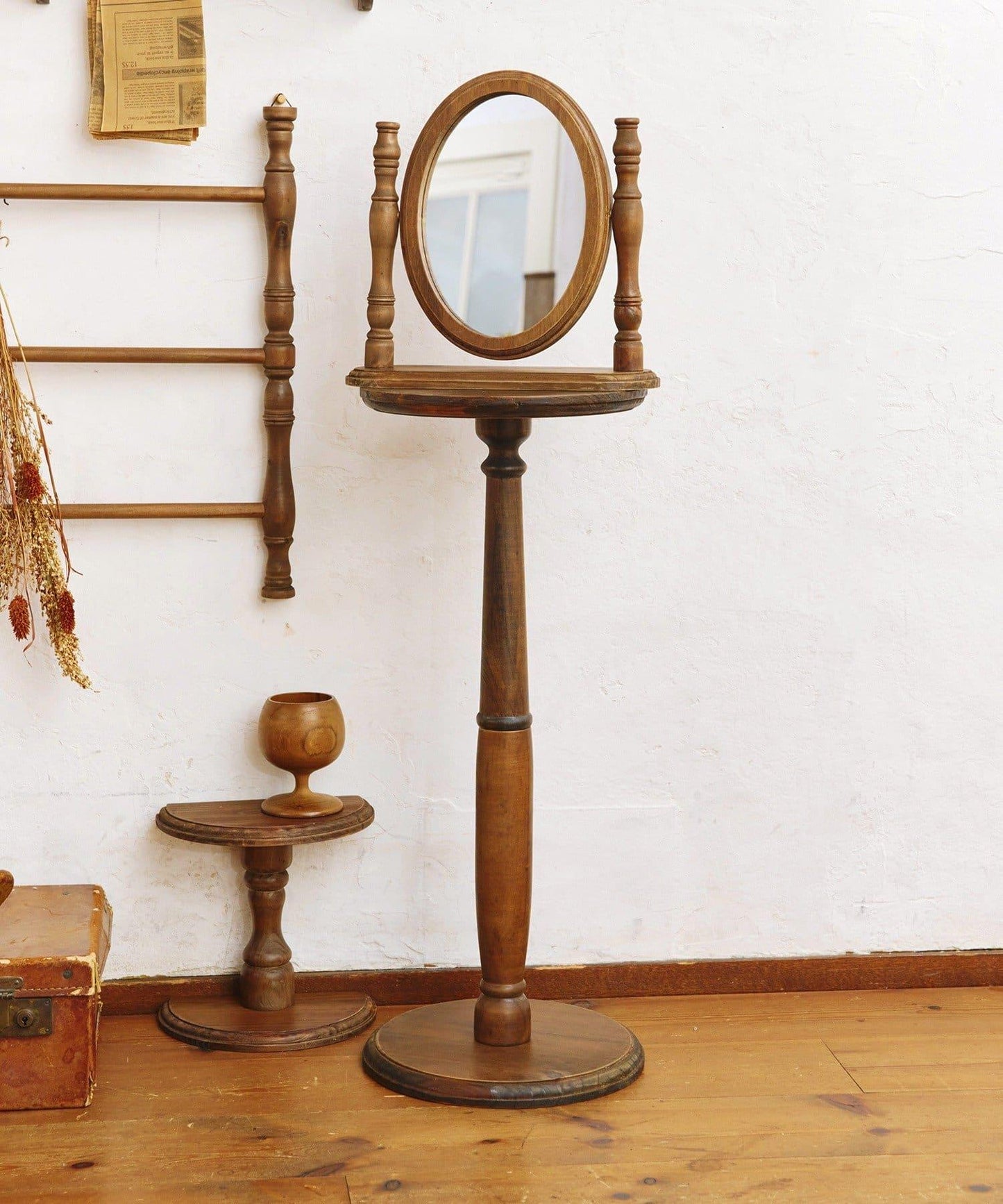 《カラー》復古橢圓形臺式化妝鏡