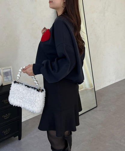 毛絨愛心圖案衛衣