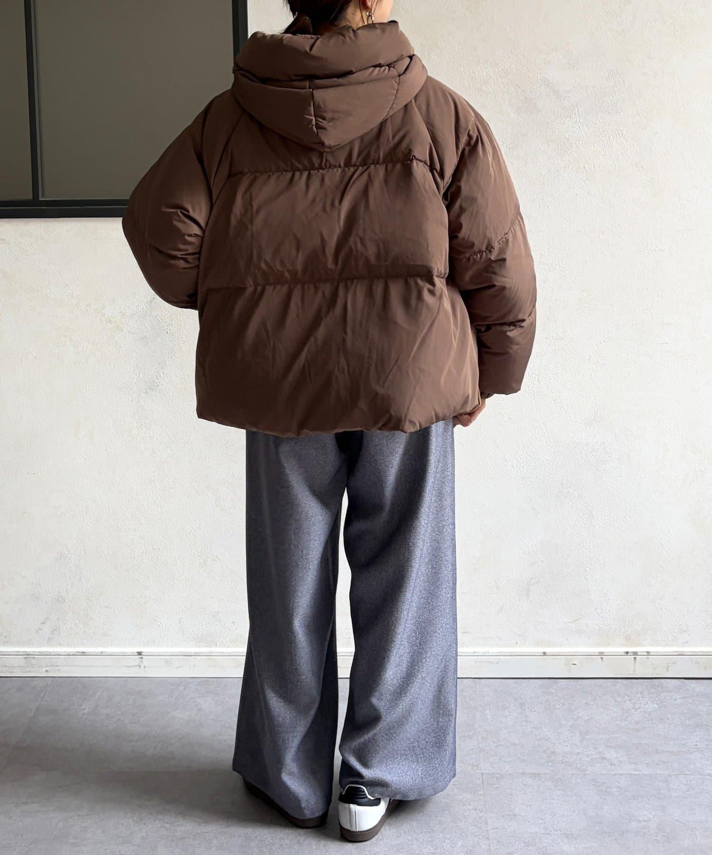 褶皺高領短款羽絨服