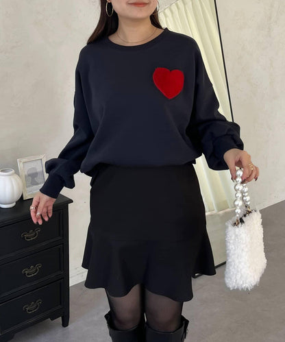 毛絨愛心圖案衛衣