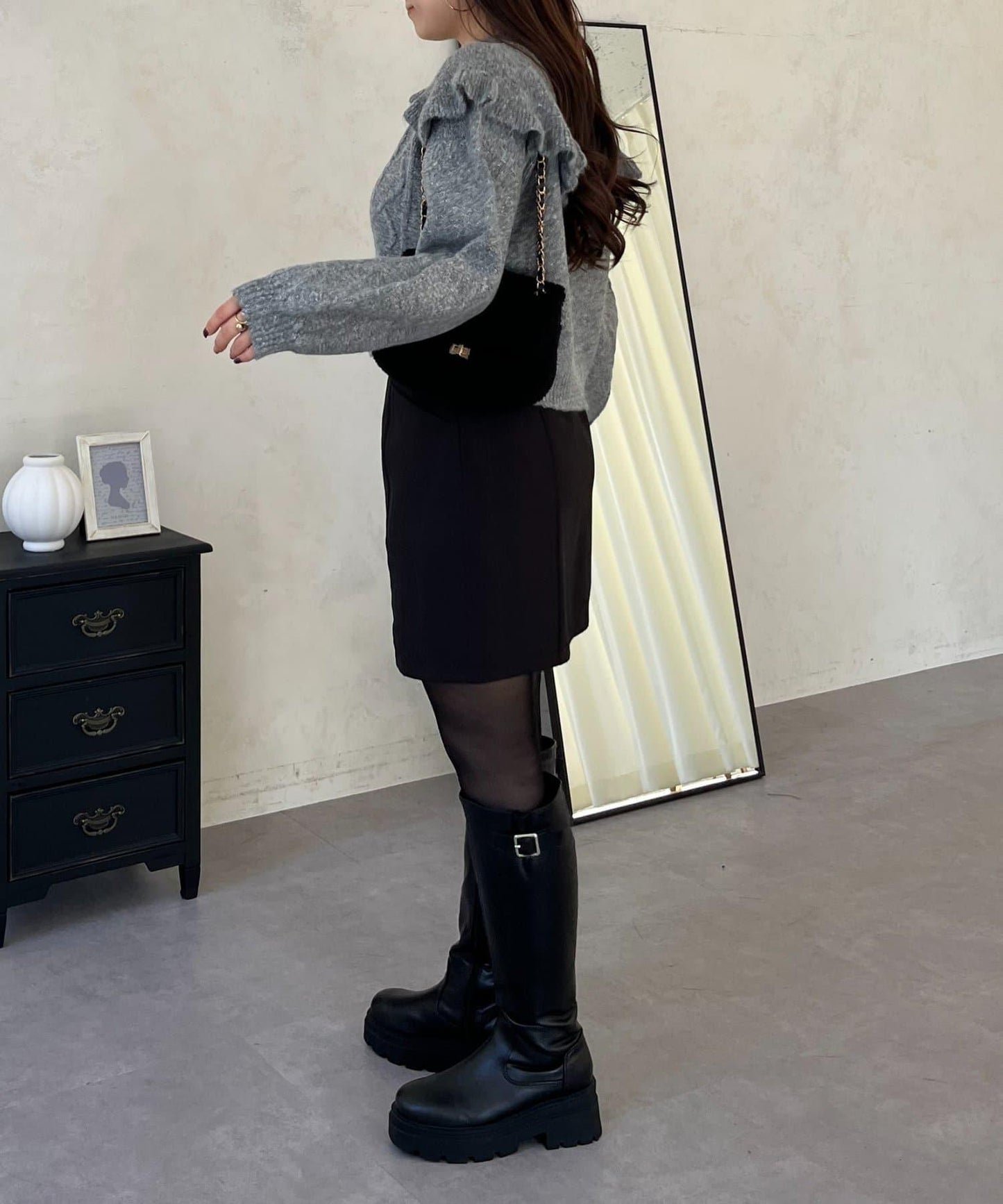 大翻領愛心圖案麻花針織開衫