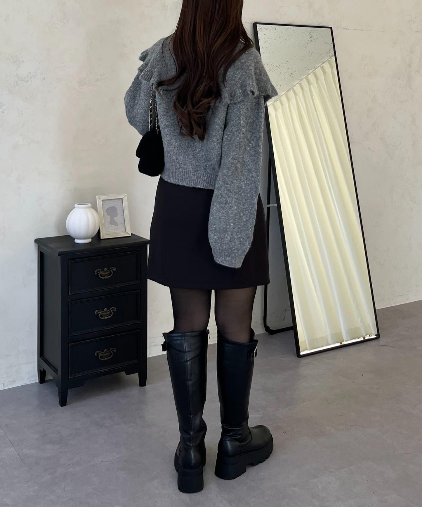 大翻領愛心圖案麻花針織開衫