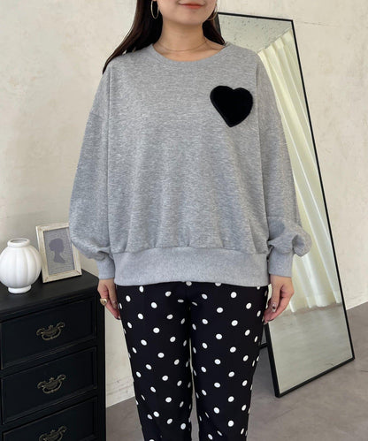 毛絨愛心圖案衛衣
