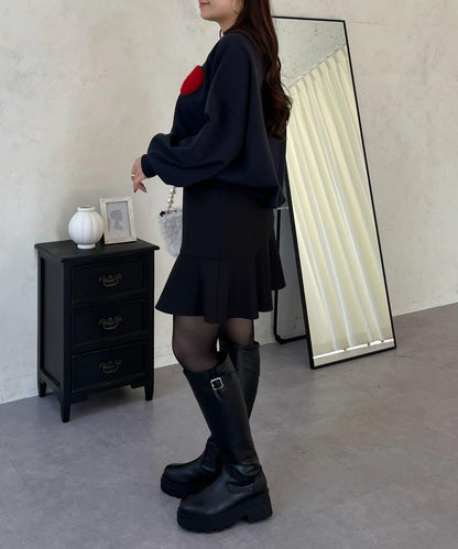 毛絨愛心圖案衛衣