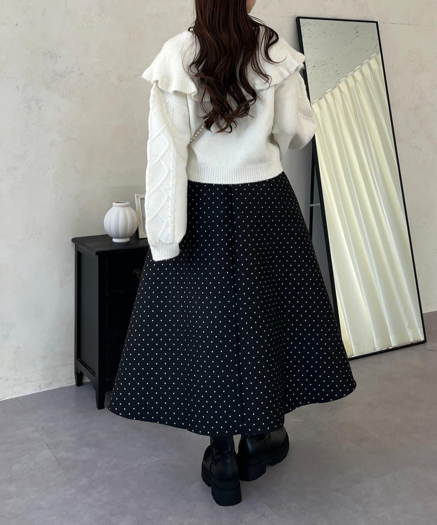 大翻領愛心圖案麻花針織開衫