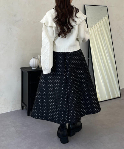 大翻領愛心圖案麻花針織開衫