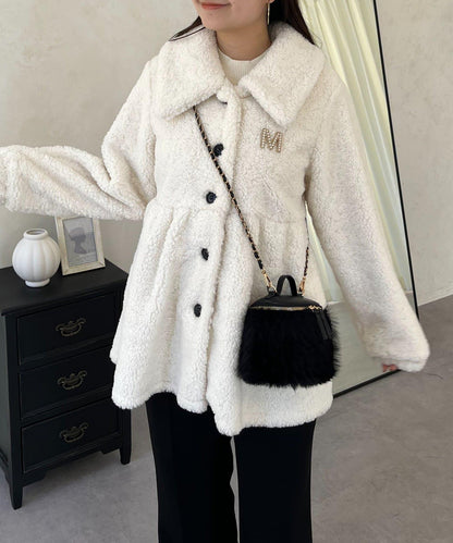 荷葉邊羊羔絨大衣