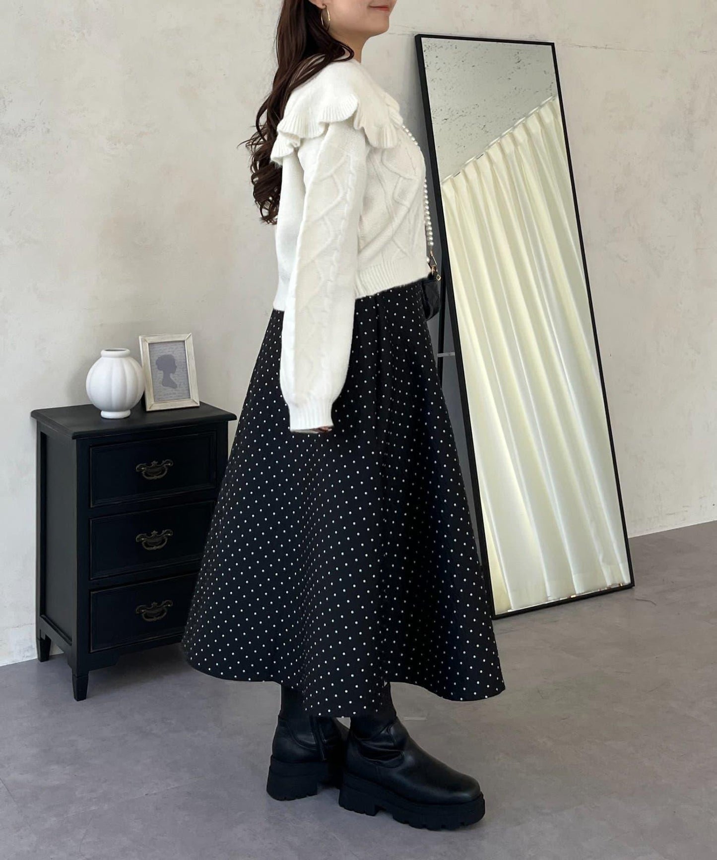 大翻領愛心圖案麻花針織開衫