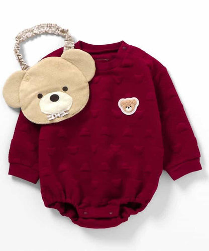 tiny bear絎縫連體衣×圍兜套裝