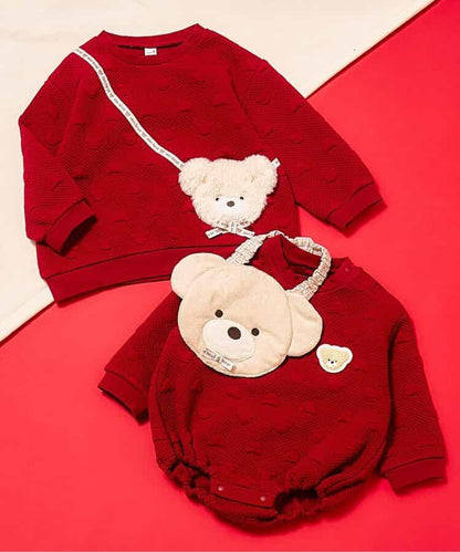 tiny bear絎縫連體衣×圍兜套裝