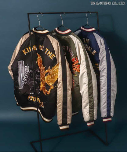 【哥斯拉】哥斯拉VS可雙面穿刺繡夾克（成人尺碼）